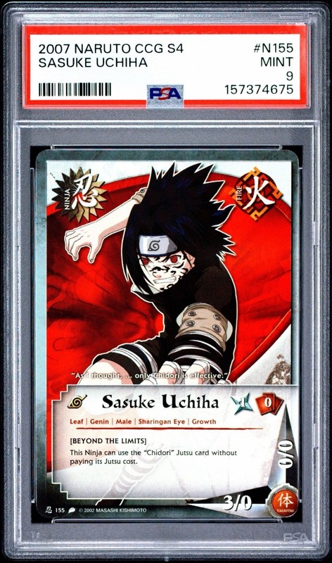 2007 NARUTO CCG S4 SASUKE UCHIHA #N155 PSA 9 MINT POP 1 NONE HIGHER