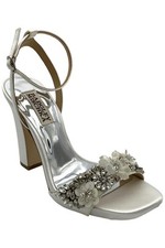 Badgley Mischka Women's Alexa Heeled Sandal, Soft White Satin