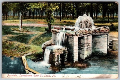Antique Postcard Lansdowne Park Fountain East St Louis, IL 1900s