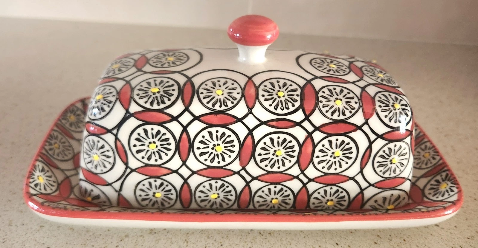 ROYAL Butter Dish Floral Raised Pattern Large