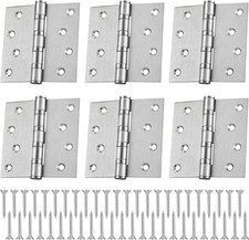 6 Pcs 4'' Ball Bearing Door Hinges Stainless Steel Heavy Duty Hinges 4 X 4 Inch