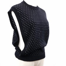 Vintage JCPenney JR-HI Sweater Vest Youth M 10-12 Black White Heart Knit 70s 80s