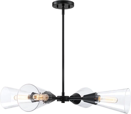 Norro 4-Light Matte Black Chandelier for Kitchen, Dining & Living Room - Picture 5 of 8