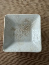 White Ironstone Square Butter Pat  Dish &hellip; No Markings 3&rdquo; Stained & Crazed