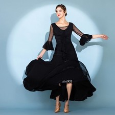 Latin Ballroom Dance Dress Modern Salsa Waltz Standard Long Dress 2 Colors