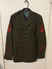 USMC Marine Corps Alpha Green Dress Coat Uniform Jacket Sergeant M