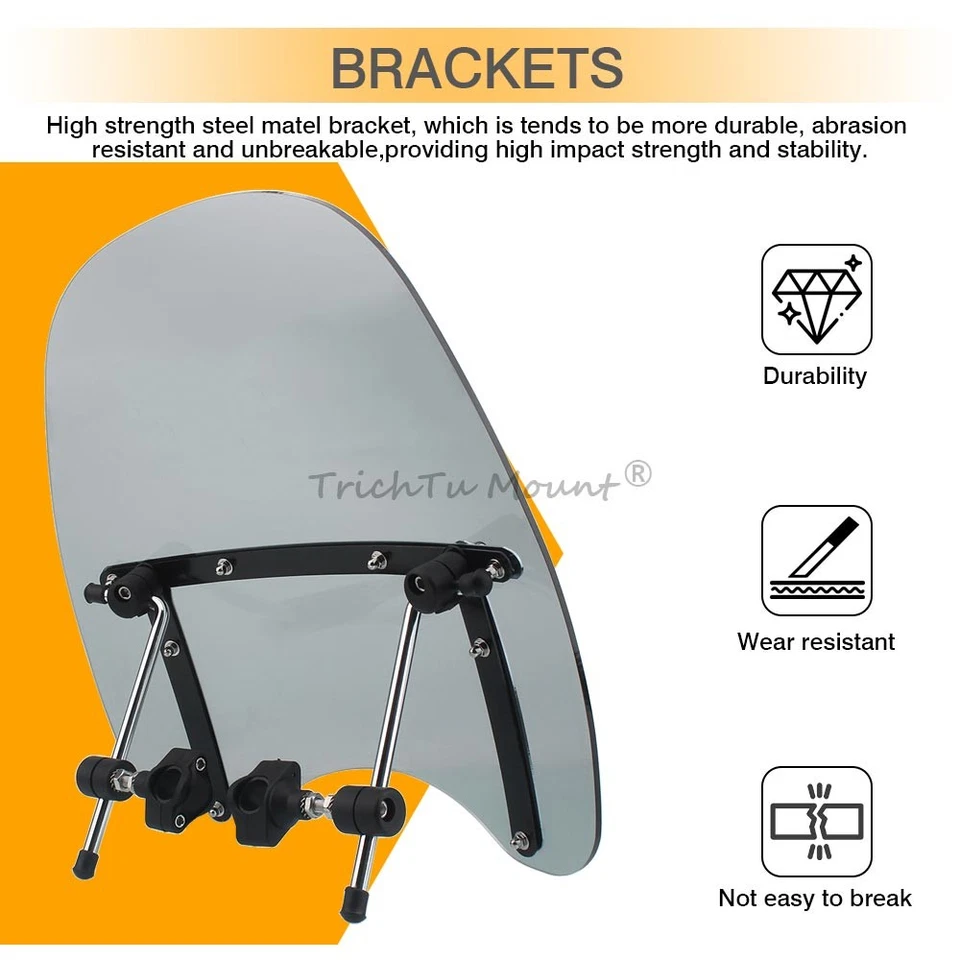Parabrisas ajustable humo 17"×15" para Honda Shadow ACE 750 1997-03 Foto 4 de 4
