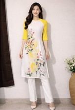 AO Dai Vietnamese Size X L - Ng C 94Cm Eo 80Cm No Pants Included