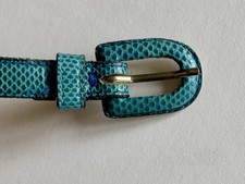Vintage 80  s Yves Saint Laurent Skinny Belt Snakeskin teal Small
