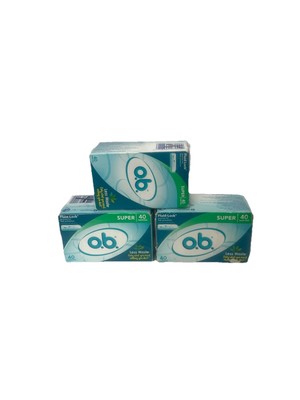 3 Pack O.B. Fluid Lock No Applicator Tampons Super 40 Count Each Damaged Boxes