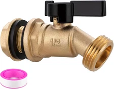 Brass Water Container Rain Barrel Spigot Kit, 1/2" Inlet to 3/4"GHT Male Thread 