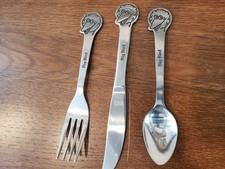 Vintage BIG BIRD Stainless Korea Muppets Inc Demand Childs Spoon, Fork, Knife