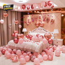 Valentines Day Balloons Kit, 101 Pack Rose Gold Pink Heart Balloons
