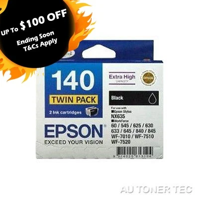 Epson Genuine T140194 Extra HY BLACK Twin Pack INK WF625/WF630/WF633/WF645/WF845 - Picture 1 of 1