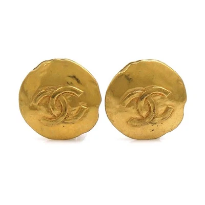 Auth CHANEL Vintage CC Logo Clip On Earrings Metal Gold - e61629a - Photo 1/4