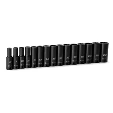 Capri Tools 3/8 in. Drive Deep Impact Socket Set, 12-Point, Metric, 15-Piece