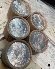 1878-1893 Morgan 90% silve r rolls 5 coins CC intact Ender not in circulation US