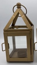Threshold Tealight Lantern 9  H Gold-tone Metal Glass Candle Holder