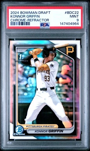 4964 Konnor Griffin 2024 Bowman Draft #BDC-22 Refractor Chrome 1st RC PSA 9