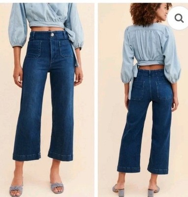 Pilcro The Skipper Wide Leg Crop Jeans Blue 28 EUC