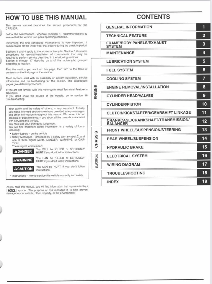 Honda CRF250R 2004-2009 Factory Workshop Service Manual  OEM - Image 2 of 2