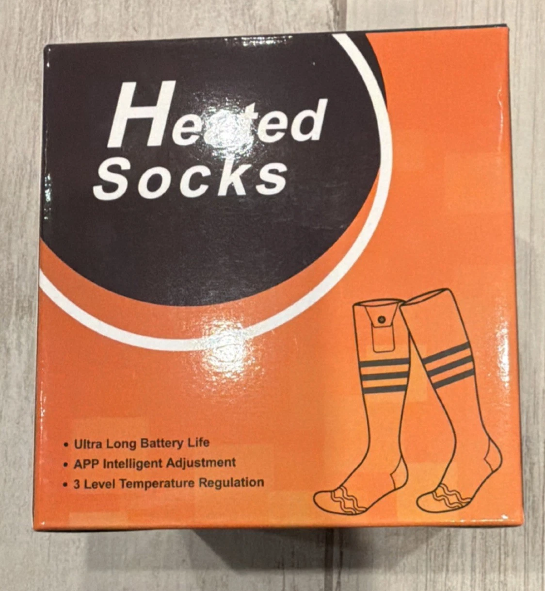 Heated Knee High Outdoor Winter Socks APP Adjustment Long Battery Black