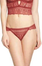 ELSE L56538 Women's Red Ivy Lace Thong Underwear  Size L