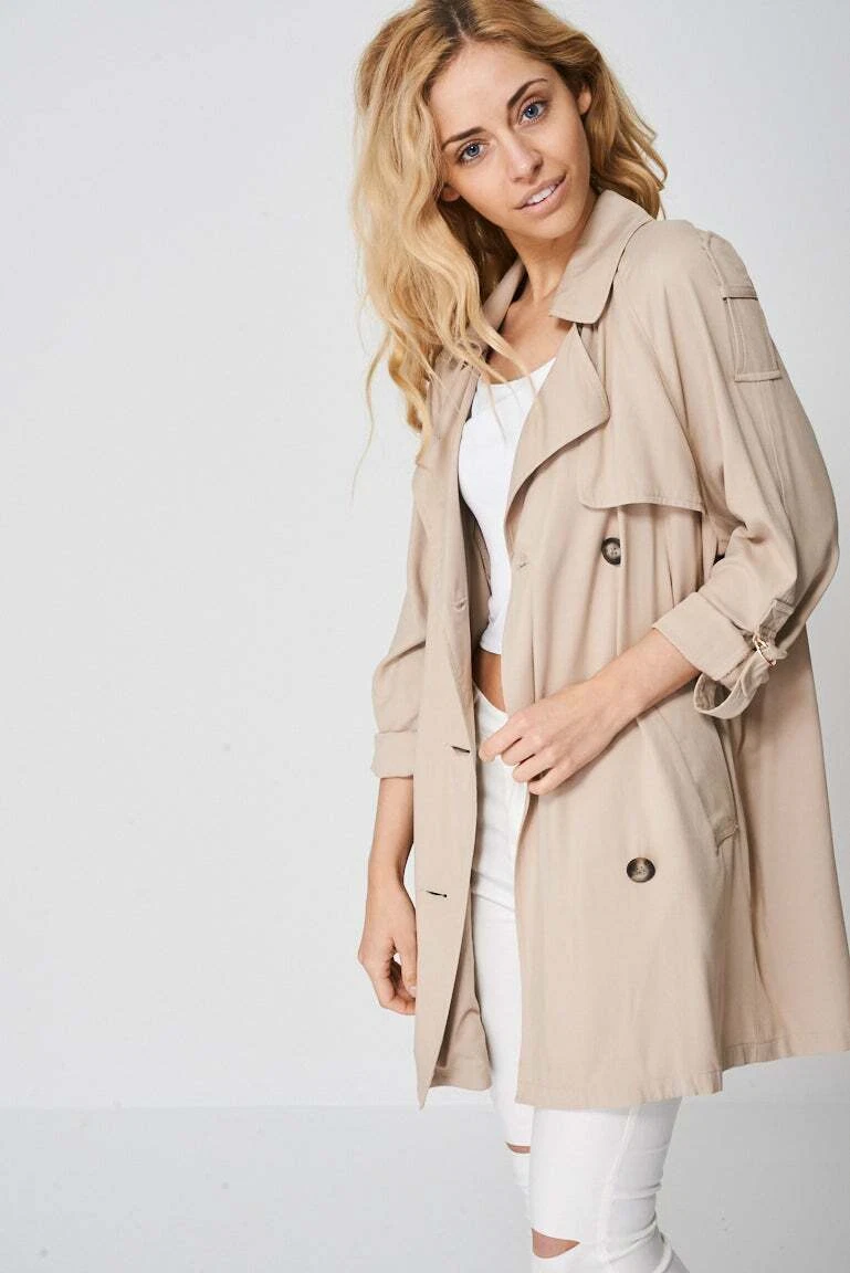 Beige duster coat best sale womens
