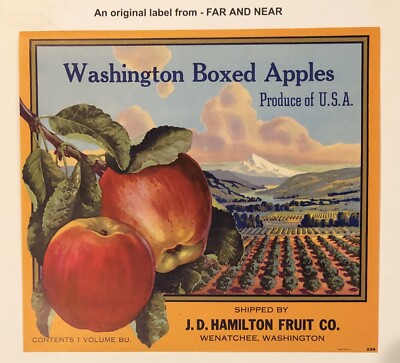Washington Boxed Apples Brand Apple Crate Label - J.D. Hamilton ( In Bold Print)