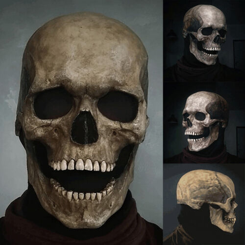 1PCS New Adult Full Head Latex Skull Mask/Helmet Halloween & Movable Jaw Cosplay - Photo 1/5