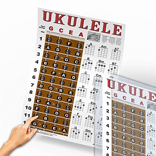 Laminated Ukulele Fretboard Notes & Easy Beginner Chord Chart 11"x17" - Picture 5 of 8