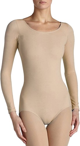 LADIES QUALITY ROUND-NECK LONG SLEEVE COTTON LEOTARD/BODYSUITS (2340) - Picture 3 of 25