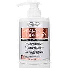 Vitamin C Turmeric Cream 15oz Anti Aging Moisturizer for Face and Body