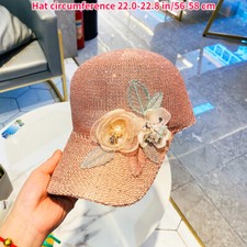 Lady Floral Mesh Baseball Cap Sequin Hollow Sun Hat Breathable Adjustable Casual