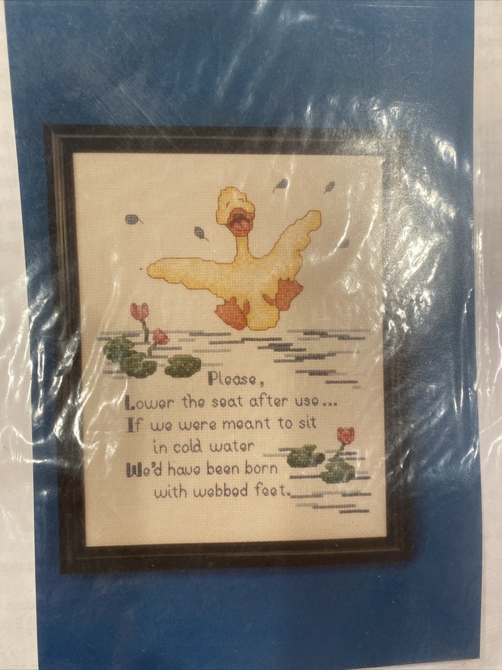 Vintage webbed feet duck bird Happy Things Stamped Cross Stitch Patsy ...