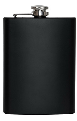 Rothco 8oz. Stainless Steel Black Flask w/ Hinged, Screw-Off Cap - 8 Ounce Flask