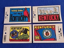 4 New Kentucky Souvenir Decals / Window Stickers -  Bird, Flag, Flower, Horse