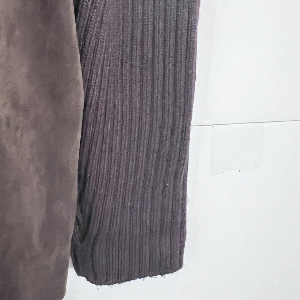 Vintage Talbots Womens Hybrid Jacket Sweater Size 18 Brown Sueded 1/4 Zip Wool - Image 4 of 4