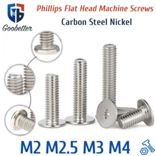 M2-M4 Phillips Flat Head Machine Screws Nickel Plating Laptop Notebook Bolts