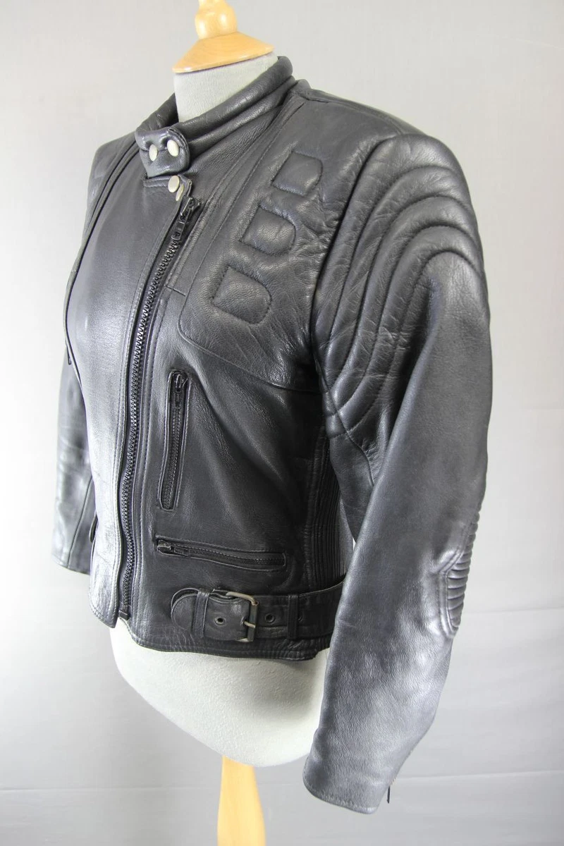 CLASSIC BLACK J S LEATHERS BIKER JACKET SIZE 12 eBay