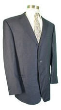 Versace Classic Mens Navy Geometric 3 Btn Wool Suit 48L Italy