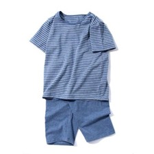 Kids Pajamas Sets Short Sleeve Striped Top  Shorts Sleepwear