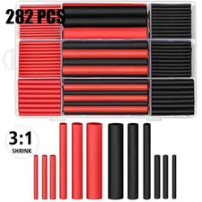 Heat Shrink Tubing 3:1 Marine Grade Waterproof Adhesive Lined 282PCS Black Red