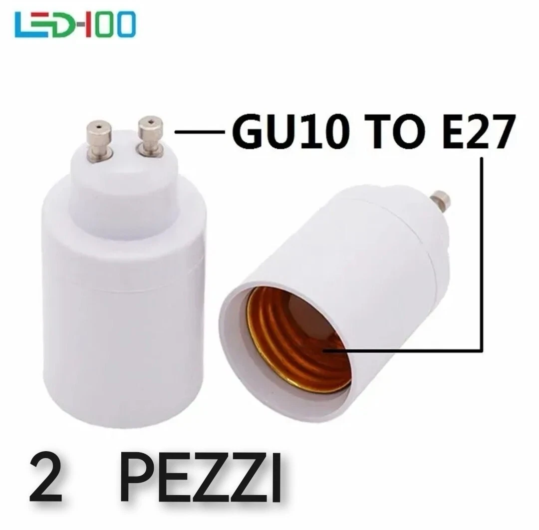 DiCUNO E27 a GU10 Adattatore da 2 pezzi, convertitore da presa, portalampada, base per lampad per lampadine a LED, incandescenza o fluorescenti
