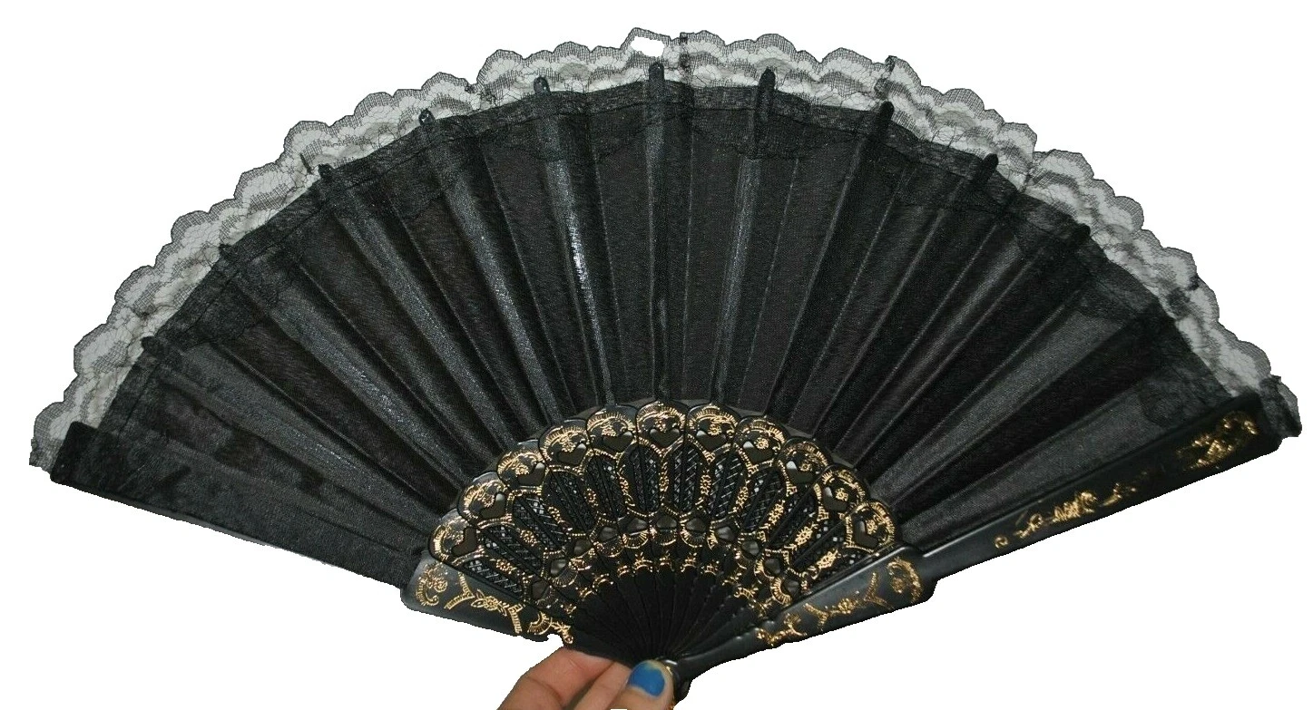 Negro Plástico unisex para adultos ventiladores de mano Vintage