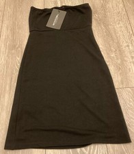 PRETTY LITTLE THING CREPE SPLIT SIDE BANDEAU BODYCON DRESS SIZE 4 BNWT XMAS NEW