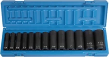 Corp 1312D 1/2'' Drive Deep Length Fractional Set - 13 Piece