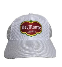 Gorra de camionero Del Monte Quality blanca Snapback Farmer Foods nueva con etiquetas