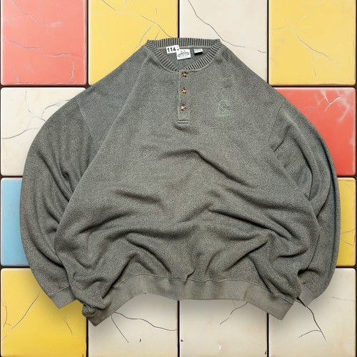 VTG 90s Ducks Unlimited Sweatshirt Marathon Apparel Henley Fleece Green Men 2XL