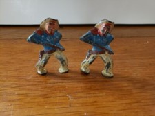 2 Vintage Barclay Manoil Lead Toy Cowboy Figurine with Rifle Pod Feet 1950s 2.5"